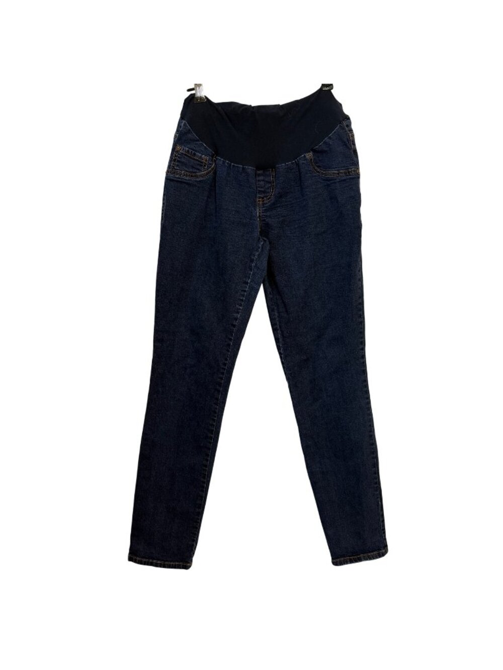 Indigo Blue Maternity Jeans Size L Dark Wash Denim & Elastic Waistband